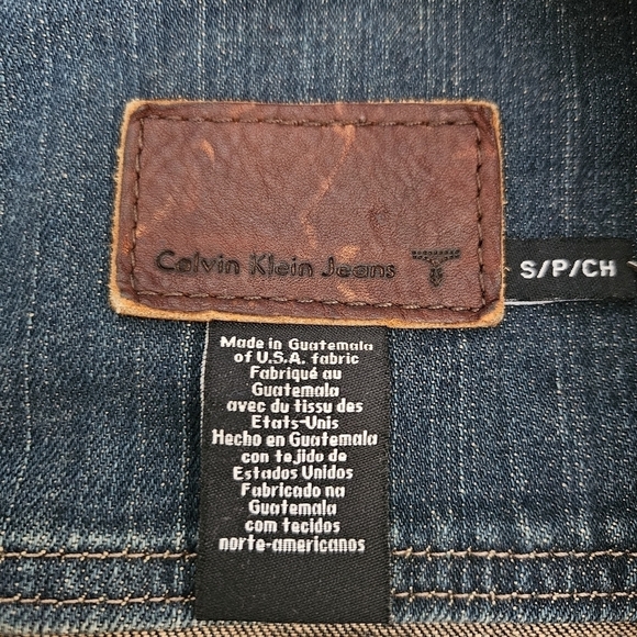 Calvin Klein Jean Jacket Embroidery Medium Wash Size Small - Picture 10 of 11